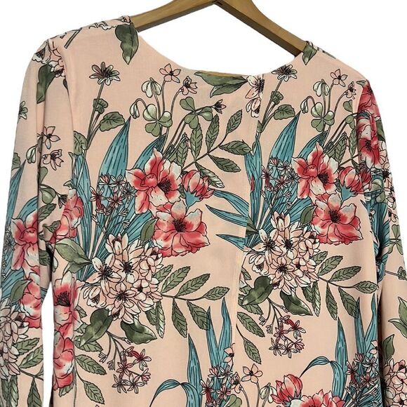 Floral Blouse Woman’s LP Petite Pink Tropical V-Neck 3/4 Sleeve Charter Club - Picture 9 of 10